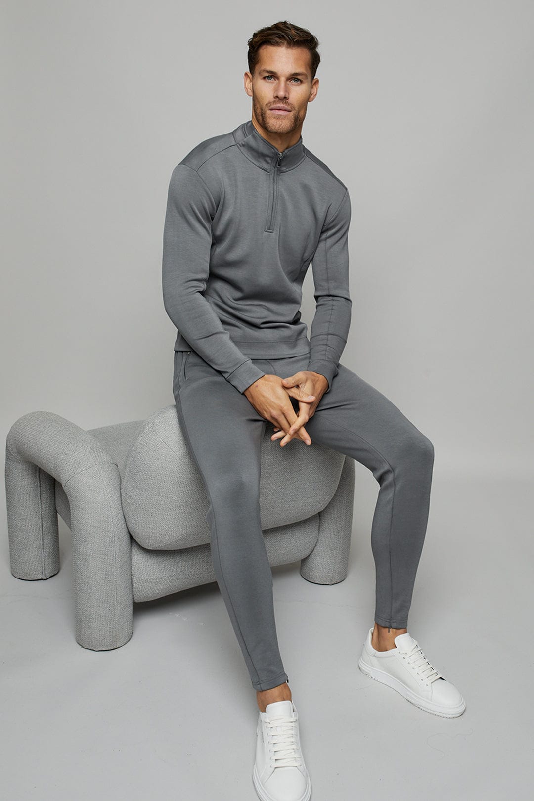 Luxe Half-Zip - Mid Grey