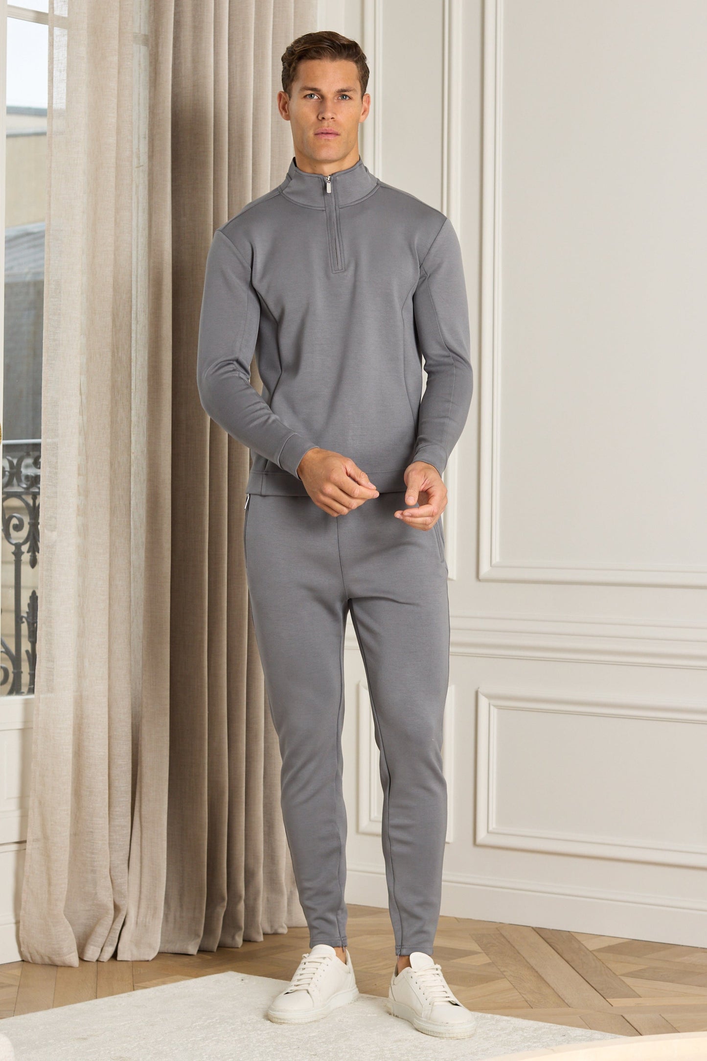 Luxe Half-Zip - Mid Grey