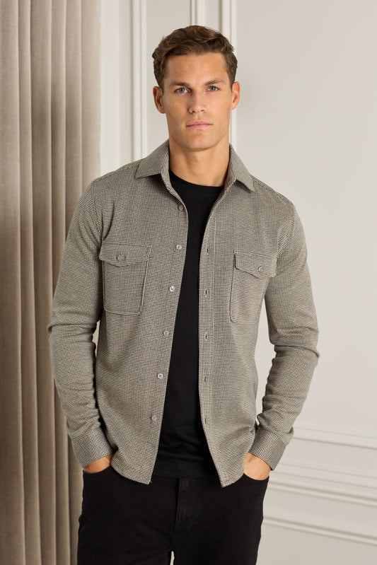 Joseph Dogtooth Overshirt - Black/Brown